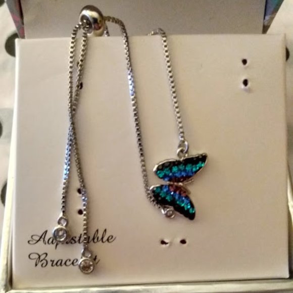 Kohl's Jewelry - KOHL'S BUTTERFLY SILVER PLATED MULTICOLOR CRYSTAL ADJUSTABLE BRACELET**NEW!